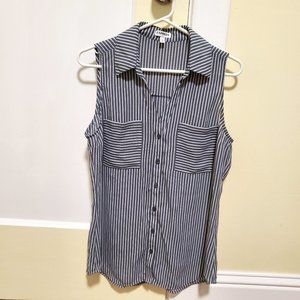 Express Blue & White Striped Portofino Sleeveless Shirt